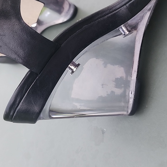 Michael Michael Kors Black leather with Clear-Heel Wedge Size 8.5M - Picture 5 of 7